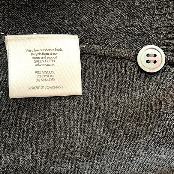 Eileen Fisher Cardigan Gray Stripes V Neck Excellent Used Condition Size Medium - Picture 6 of 6